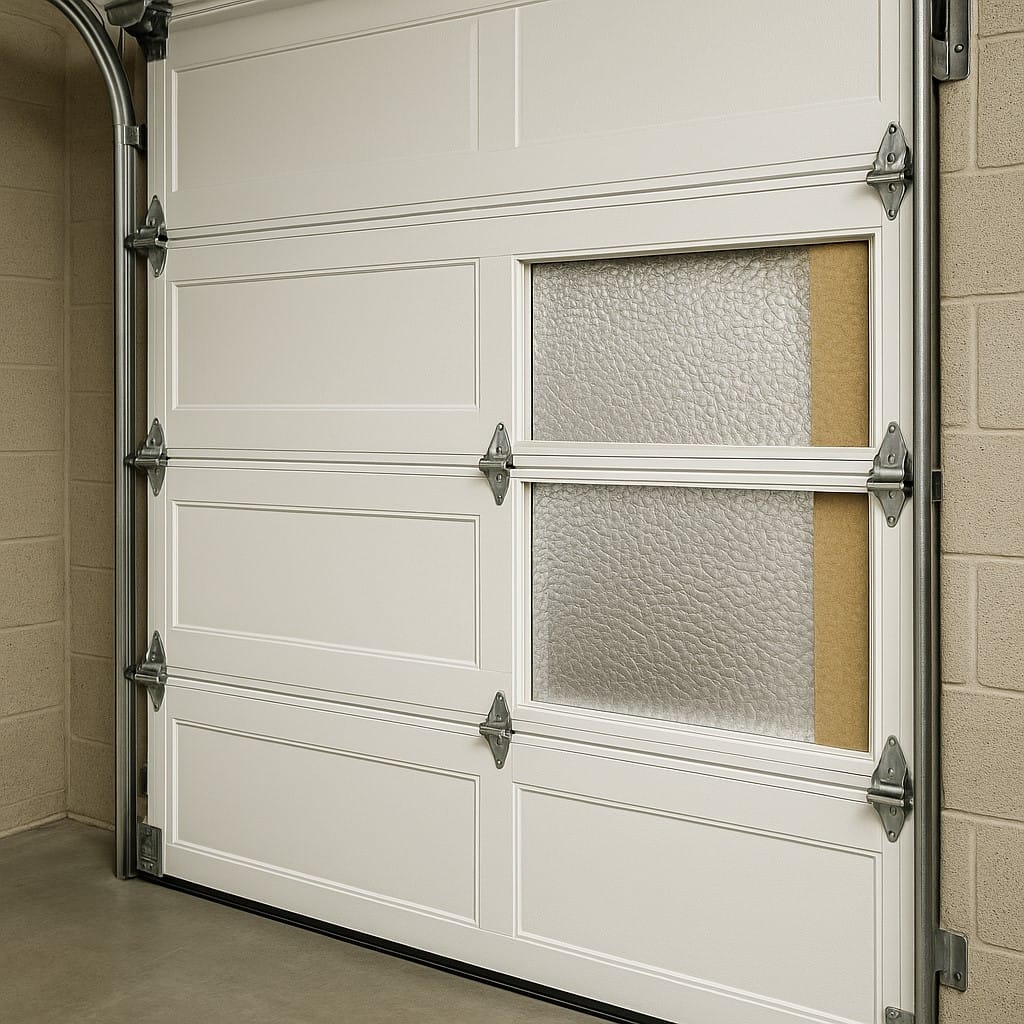 New Garage Door Installation Cost Guide: Budgeting Tips for Homeowners 3 New garage door installation focused on energy efficiency and insulation, featuring tightly sealed panels and thermal barriers to reduce energy loss and improve indoor comfort.